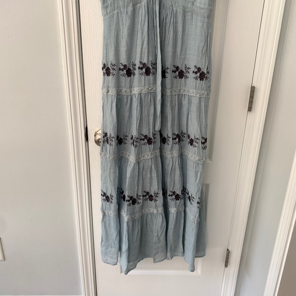 Baltic Born Blue Floral Embroidered Lace Tiered Maxi Dress BD4716-FL Small - Picture 3 of 10